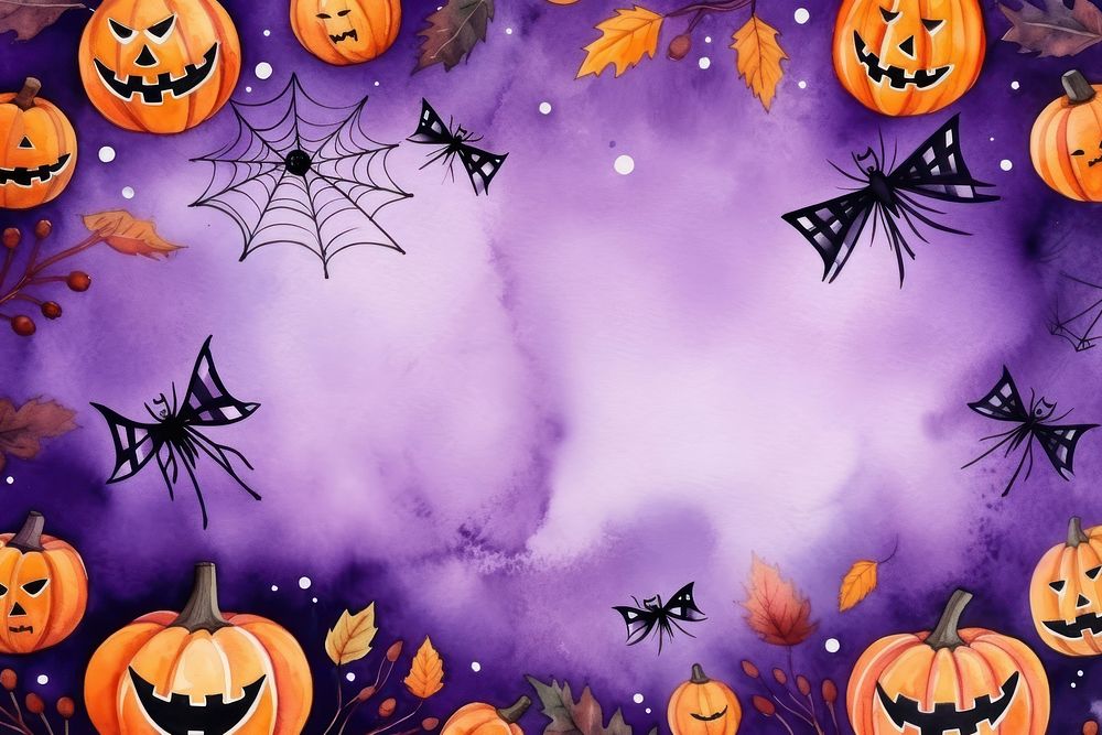Halloween purple backgrounds pumpkin. AI generated Image by rawpixel.