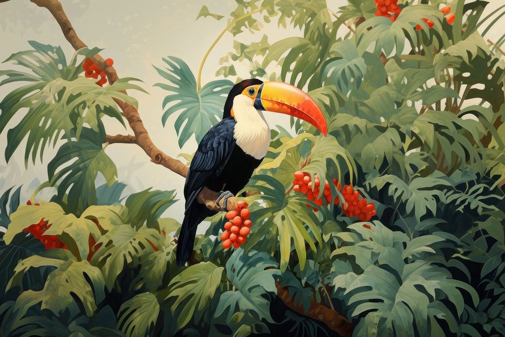 Bird outdoors painting nature. AI generated Image by rawpixel.