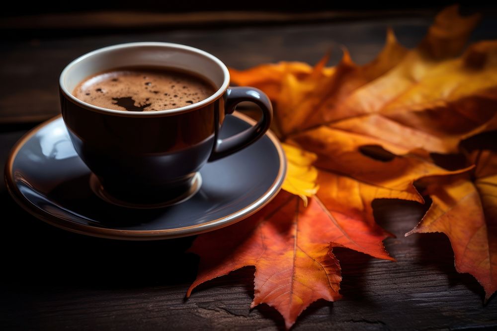 Coffee leaf cup autumn. AI generated Image by rawpixel.