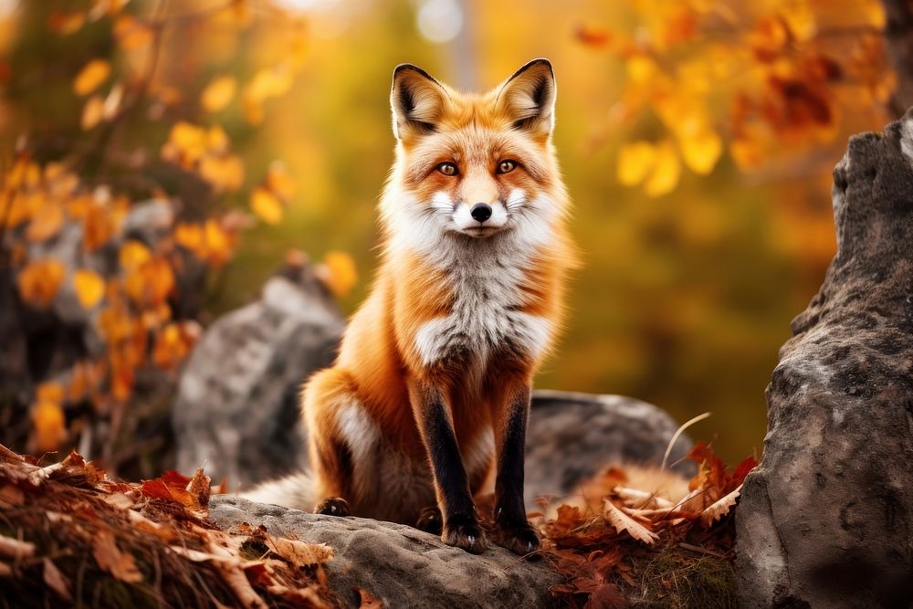 Autumn fox wildlife animal. 