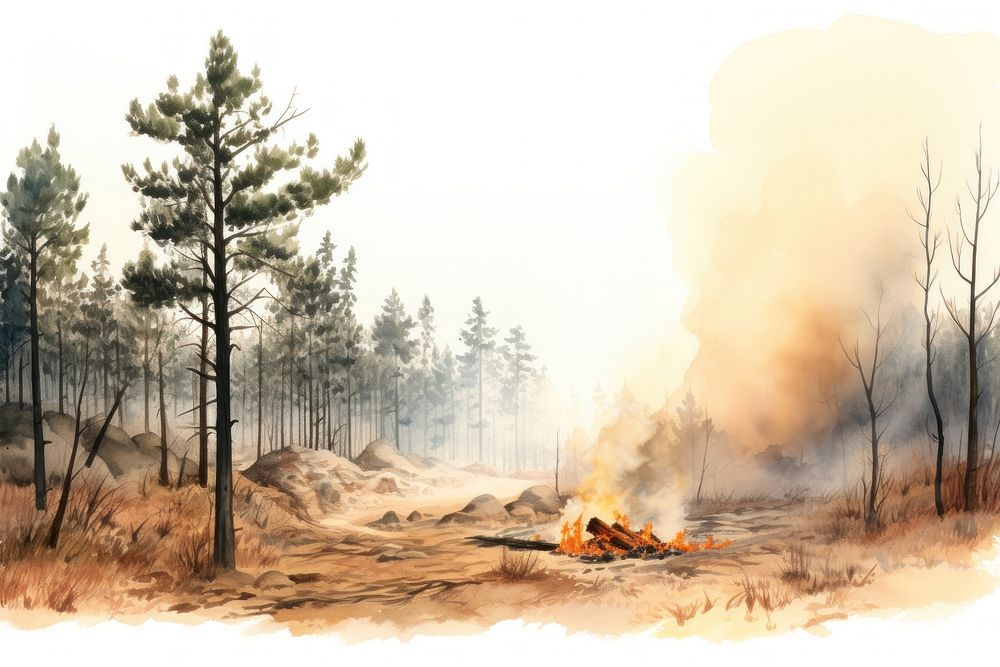 Fire landscape outdoors forest. AI generated Image by rawpixel.