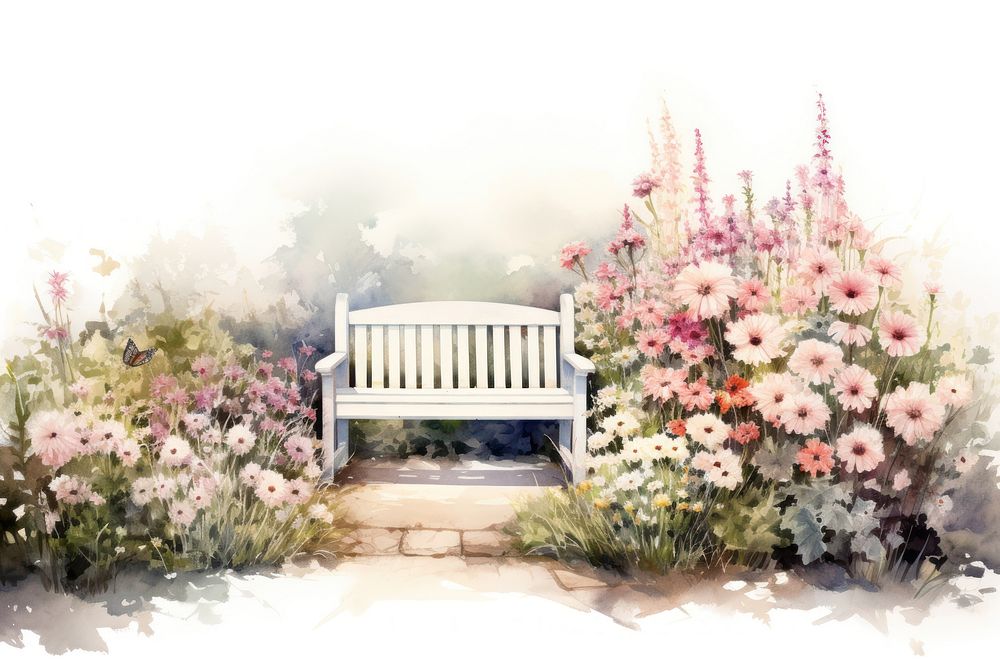 Flower bench furniture outdoors. AI generated Image by rawpixel.