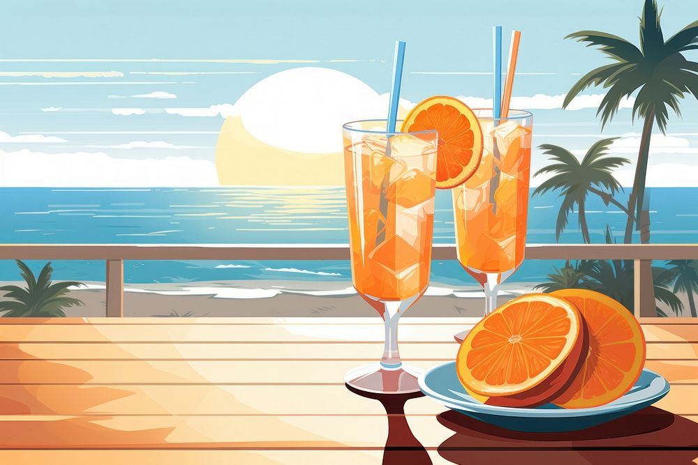 Cocktail summer outdoors orange. AI generated Image by rawpixel.