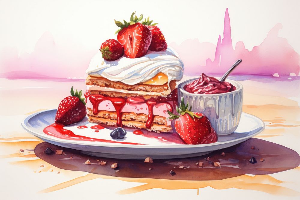 Dessert strawberry fruit cream. AI generated Image by rawpixel.