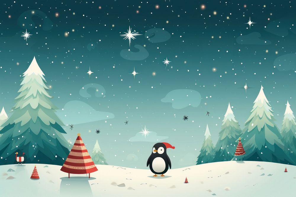 Christmas outdoors penguin winter. AI generated Image by rawpixel.