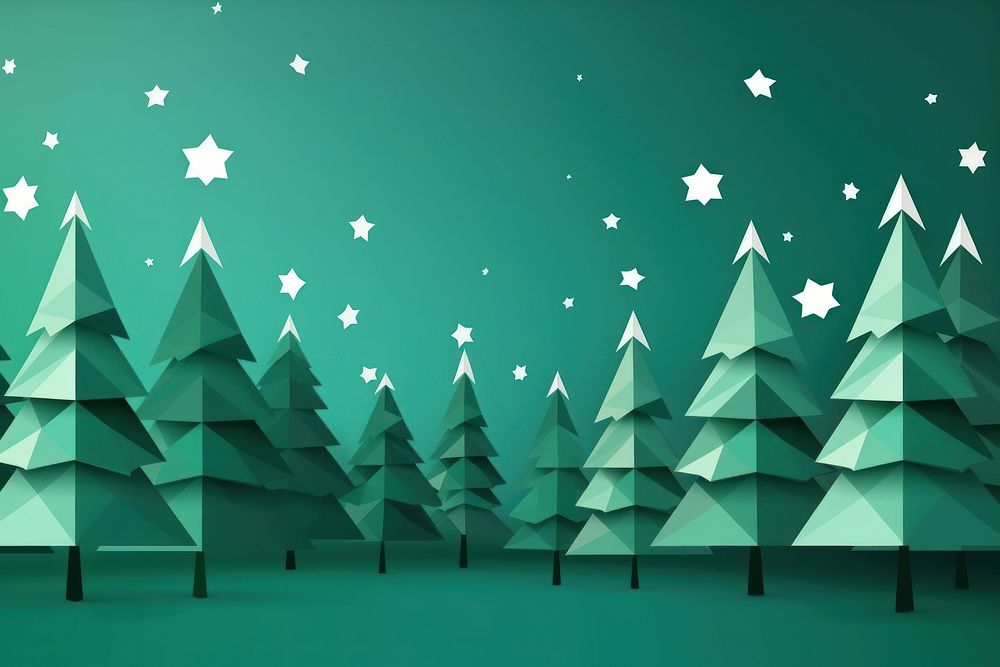 Green backgrounds christmas origami. 