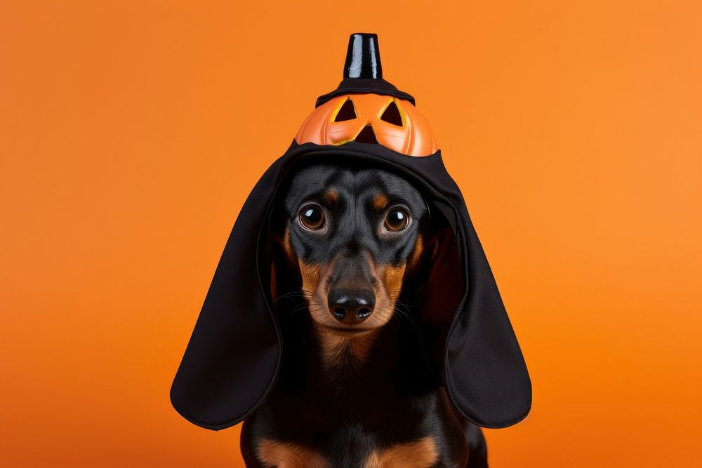 Dachshund halloween portrait animal. 