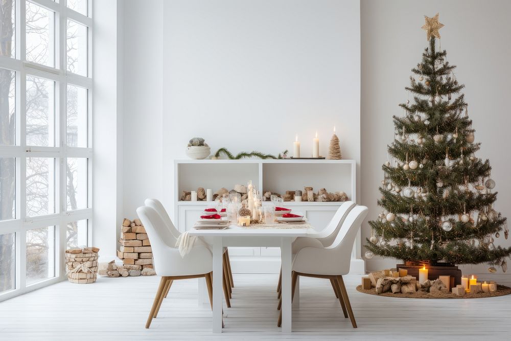Christmas table tree furniture. AI generated Image by rawpixel.