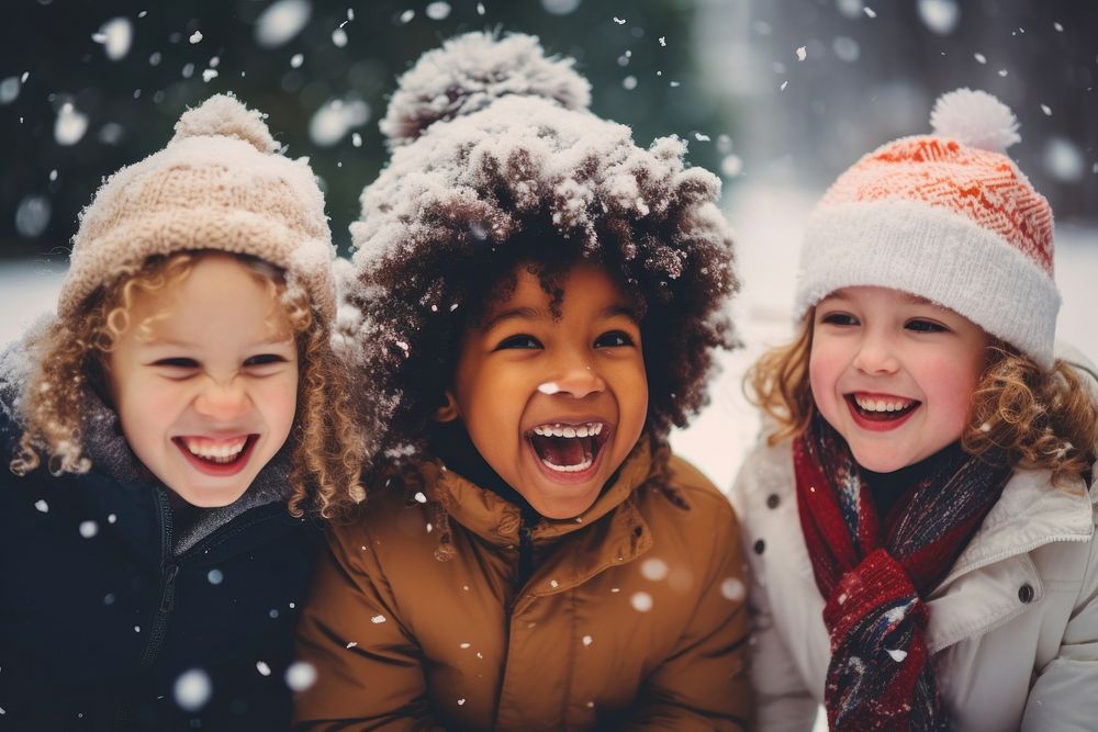 Outdoors snow happiness laughing. AI generated Image by rawpixel.