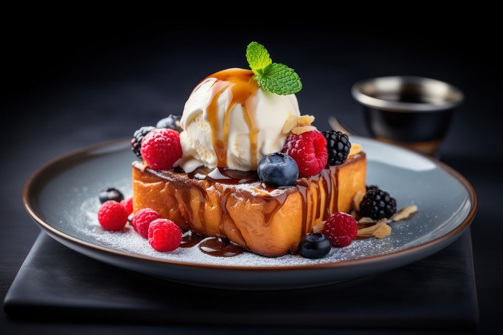 Berry cream dessert sundae. AI generated Image by rawpixel.
