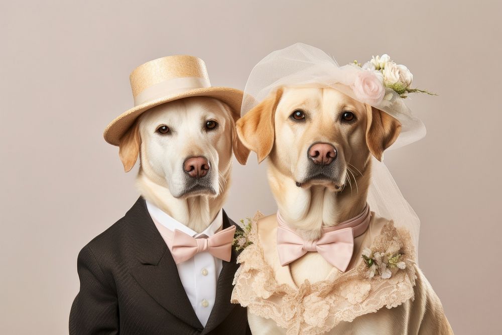 Wedding portrait animal mammal. AI generated Image by rawpixel.