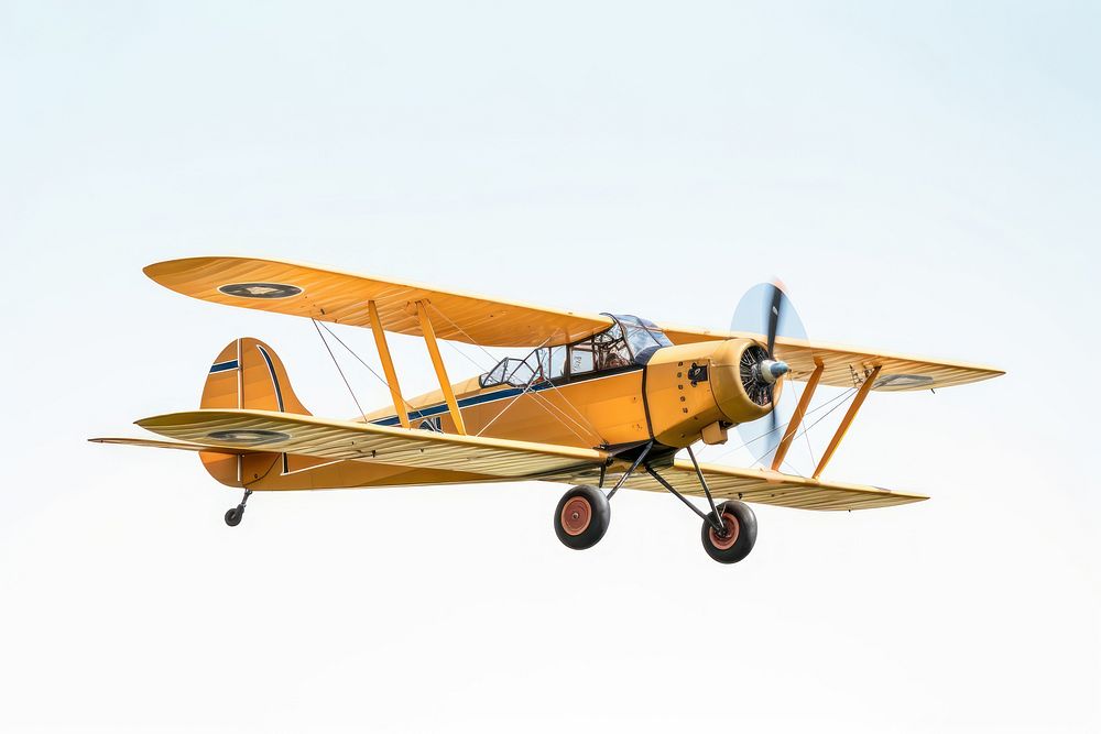 Flying aircraft airplane biplane. AI generated Image by rawpixel.
