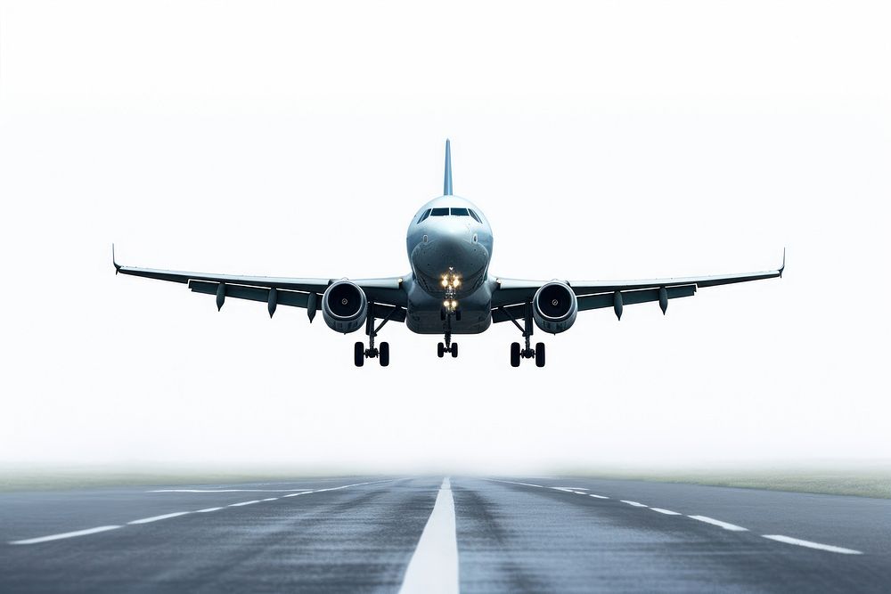 Landing airplane aircraft airliner. AI generated Image by rawpixel.