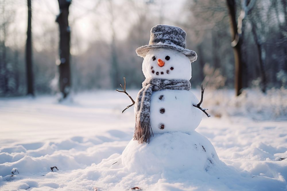 Snowman outdoors winter nature. 