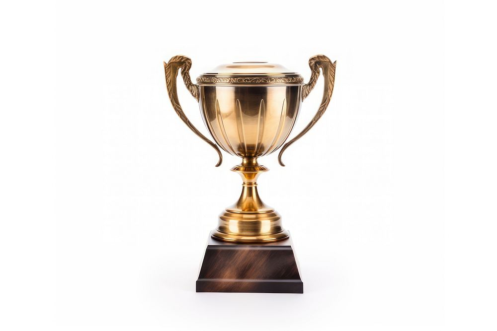 Trophy white background achievement drinkware. 