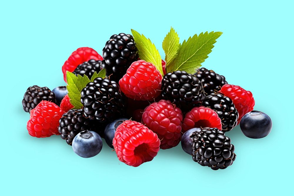 Blackberry raspberry blueberry fruit. AI generated Image by rawpixel.