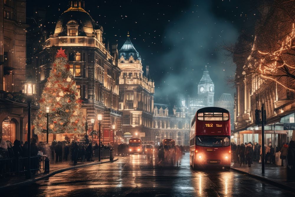 Christmas city architecture metropolis. AI generated Image by rawpixel.