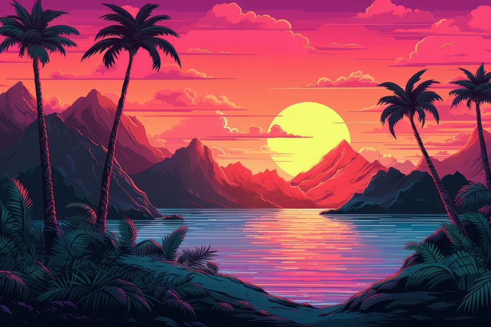 Landscape outdoors nature sunset. AI generated Image by rawpixel.