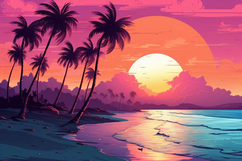 Beach landscape outdoors sunset. AI generated Image by rawpixel.