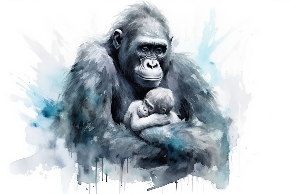 Ape wildlife gorilla mammal. AI generated Image by rawpixel.