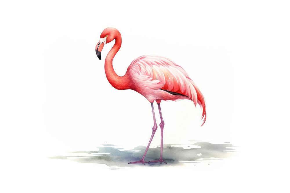 Flamingo standing animal bird. AI generated Image by rawpixel.