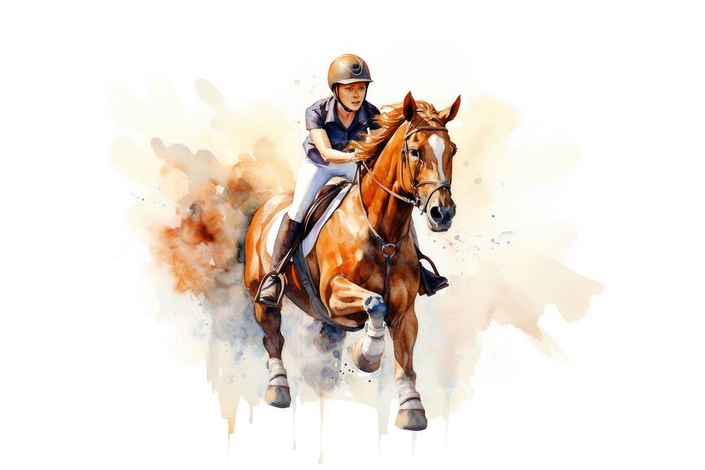 Horse riding sports mammal. AI generated Image by rawpixel.