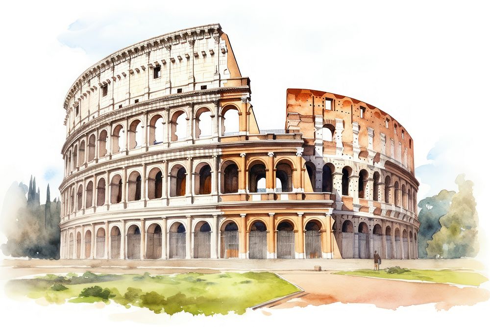 Architecture colosseum building landmark. AI generated Image by rawpixel.