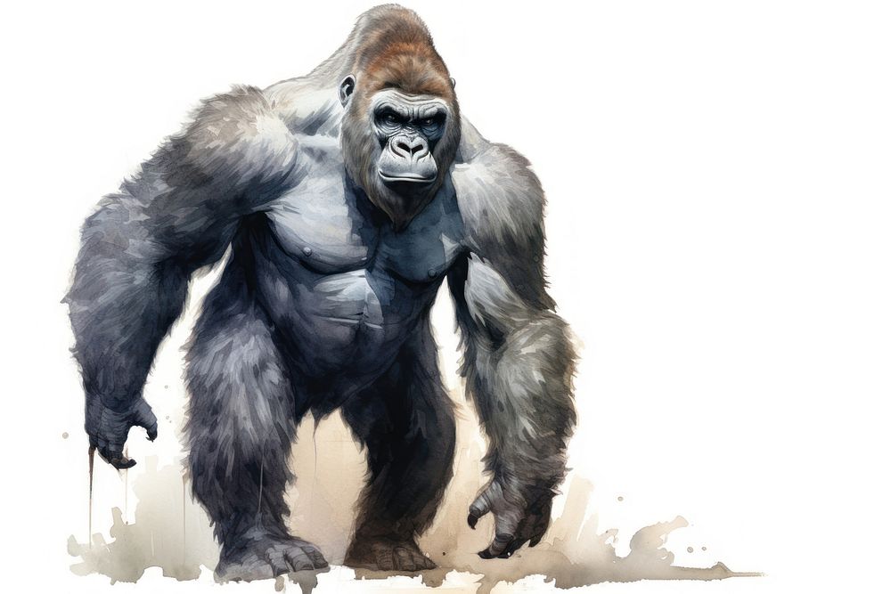 Gorilla ape wildlife mammal. AI generated Image by rawpixel.