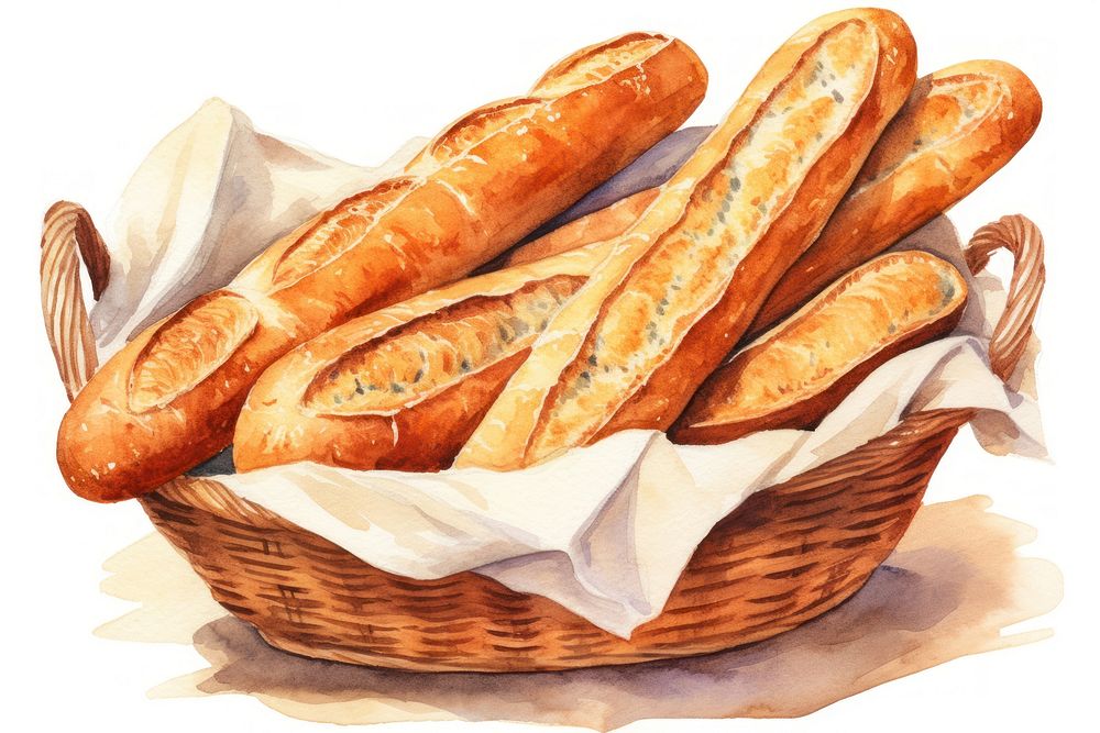 Baguette basket bread food. 