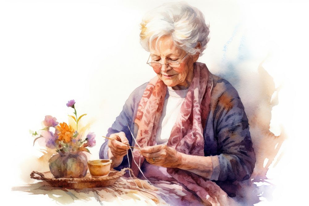 Knitting flower adult art. AI generated Image by rawpixel.