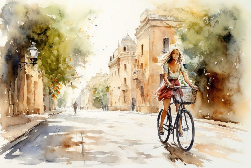 Architecture painting bicycle vehicle. 