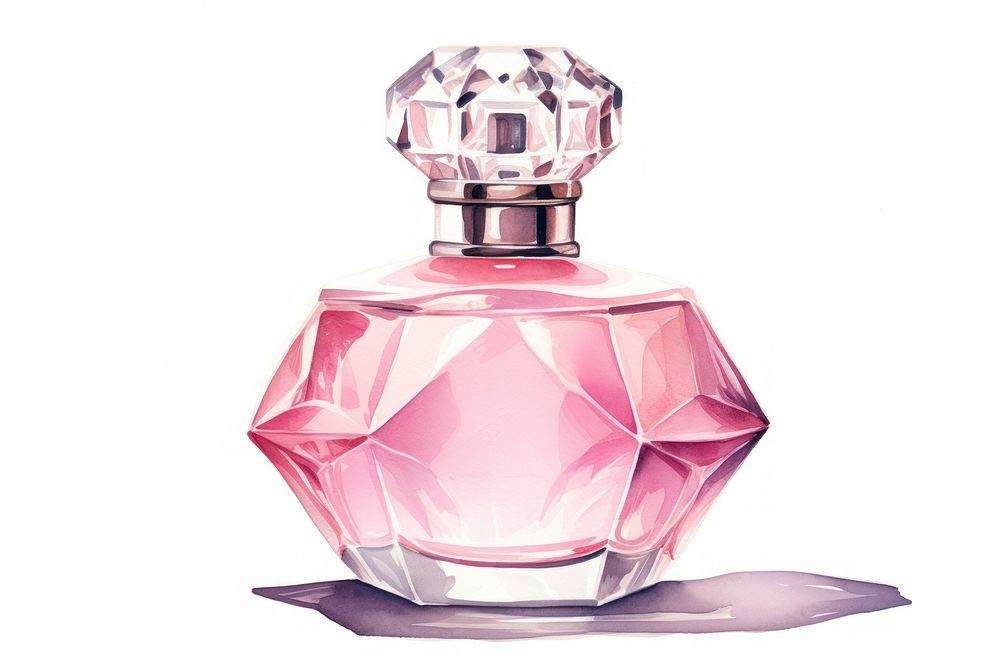 Perfume bottle pink white background. AI generated Image by rawpixel.
