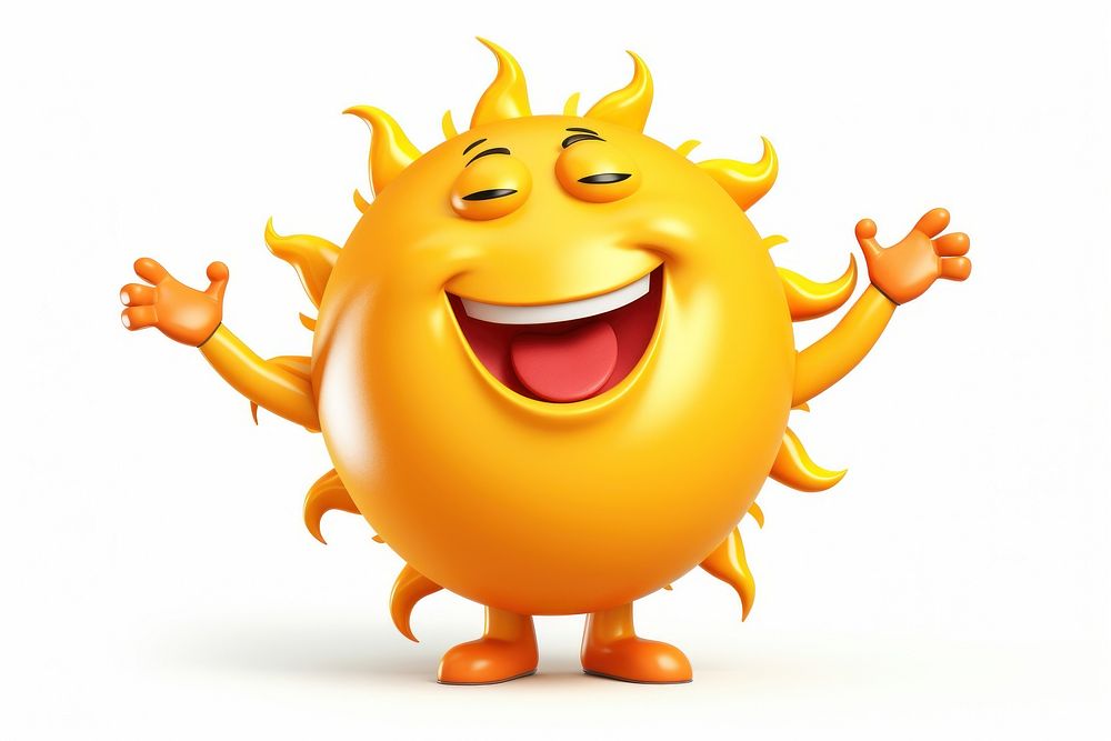 Cartoon sun white background anthropomorphic. AI generated Image by rawpixel.