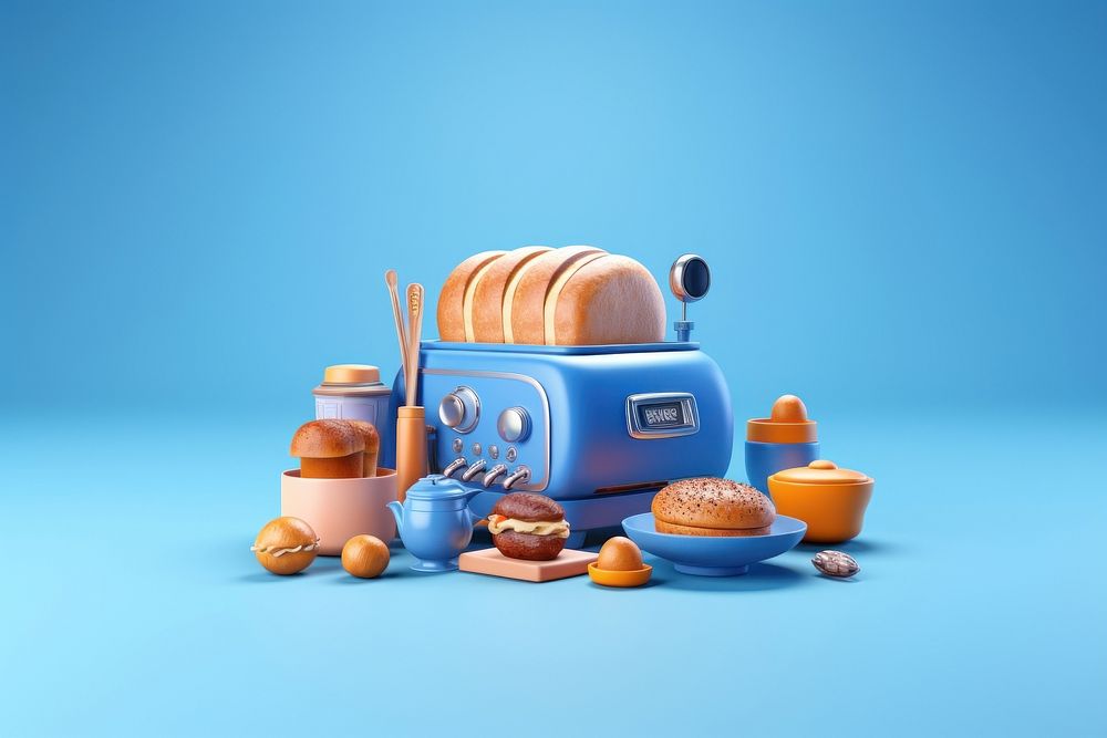 Bread food blue blue background. AI generated Image by rawpixel.