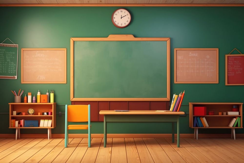 Blackboard classroom architecture furniture. AI generated Image by rawpixel.
