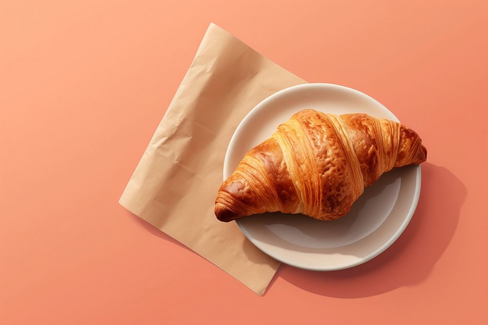 Croissant paper food viennoiserie. AI generated Image by rawpixel.