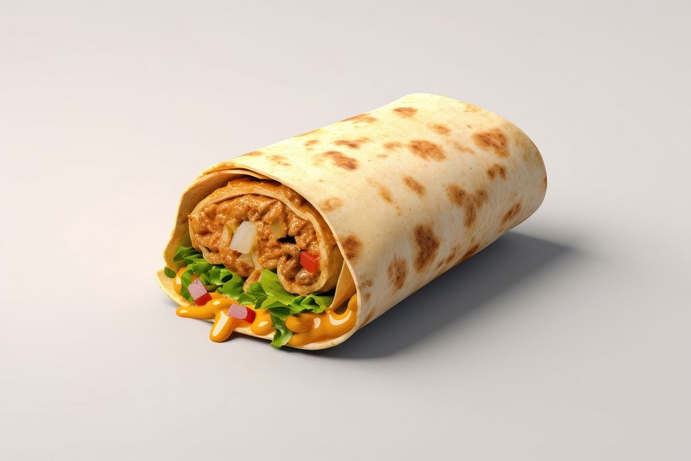 Burrito bread food white background. AI generated Image by rawpixel.