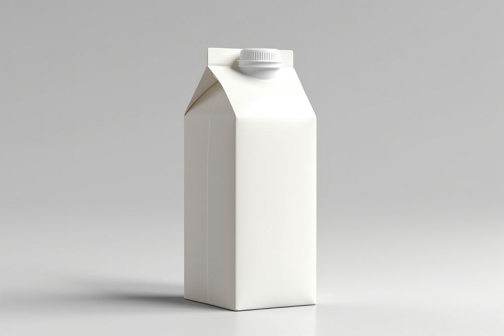 Milk carton white white background. 