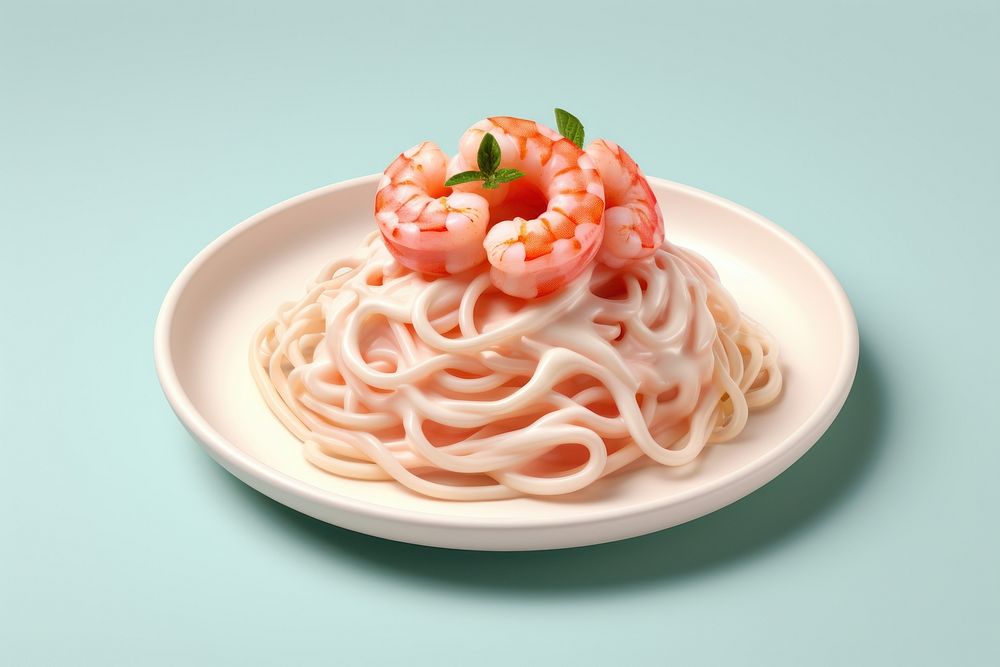 Spaghetti shrimp seafood pasta. AI generated Image by rawpixel.