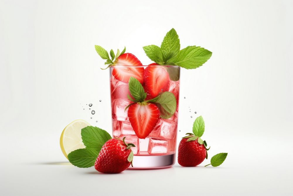 Strawberry cocktail mojito fruit. AI generated Image by rawpixel.
