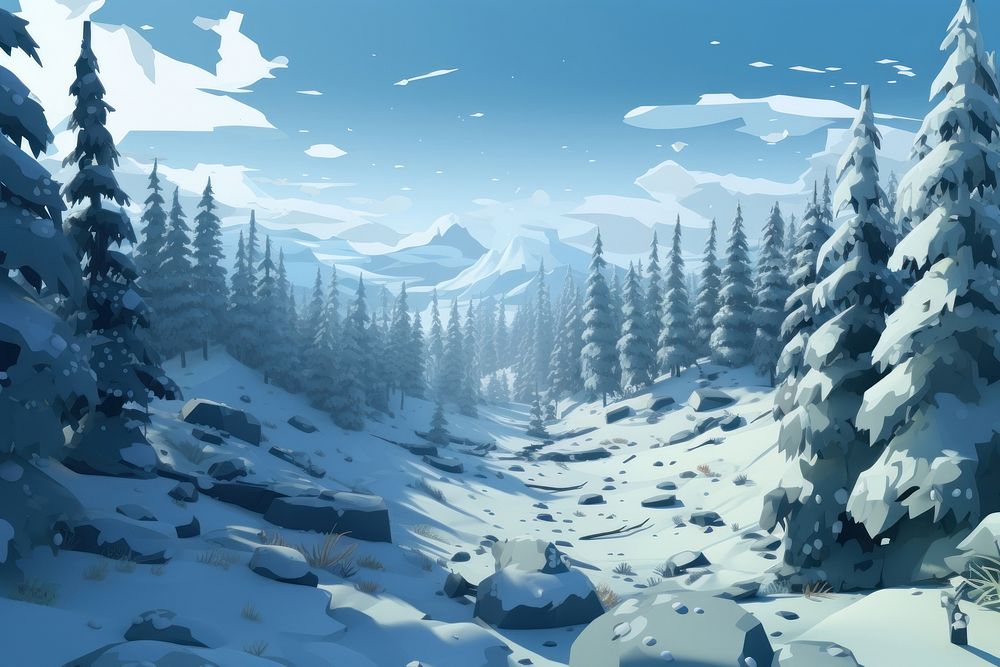 Snow tree land landscape. AI generated Image by rawpixel.