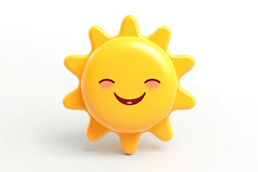 Toy sun white background anthropomorphic. 