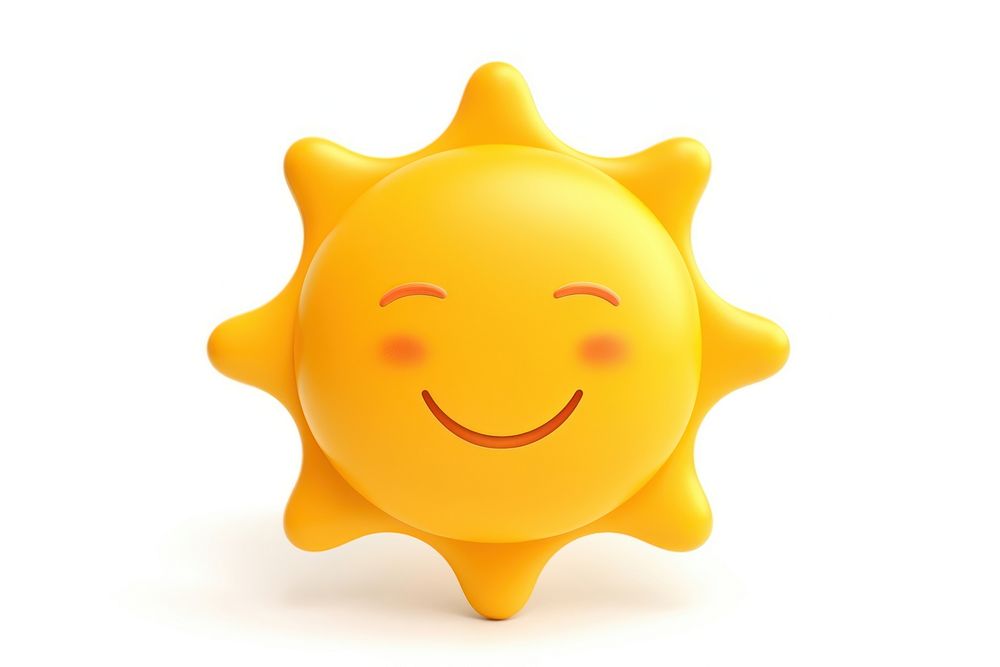 Sun white background anthropomorphic happiness. 