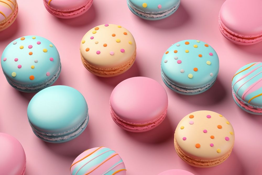 Backgrounds macarons pattern food. AI generated Image by rawpixel.