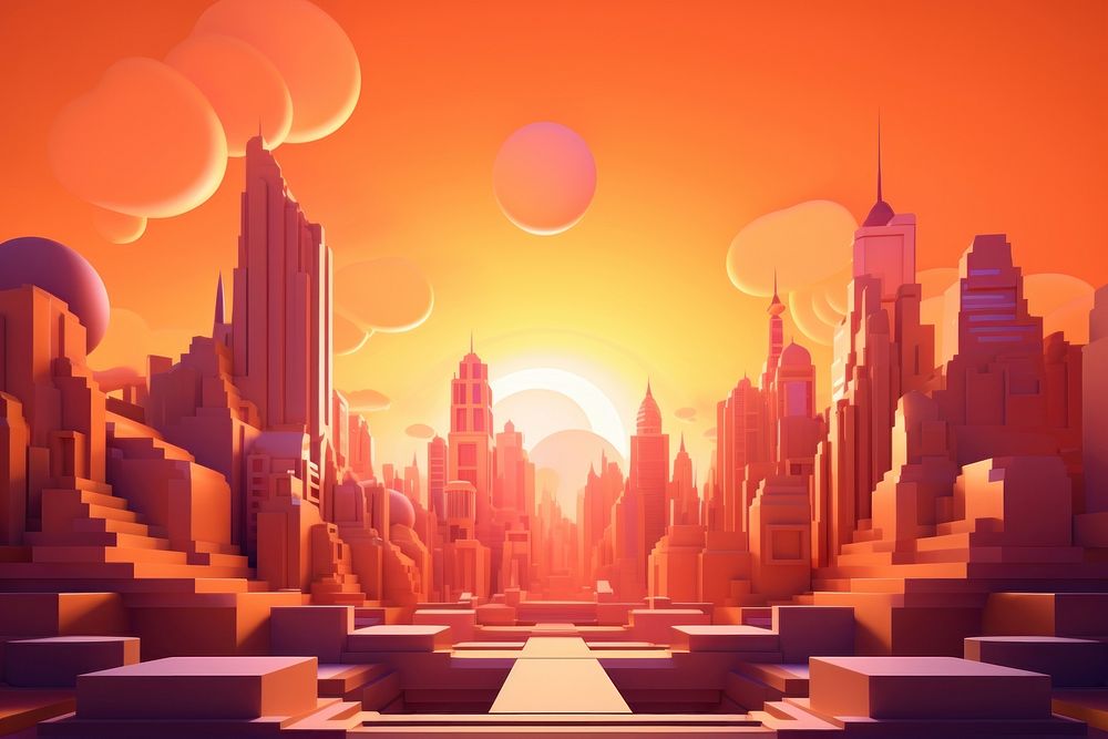 City landscape sunset sky. AI generated Image by rawpixel.