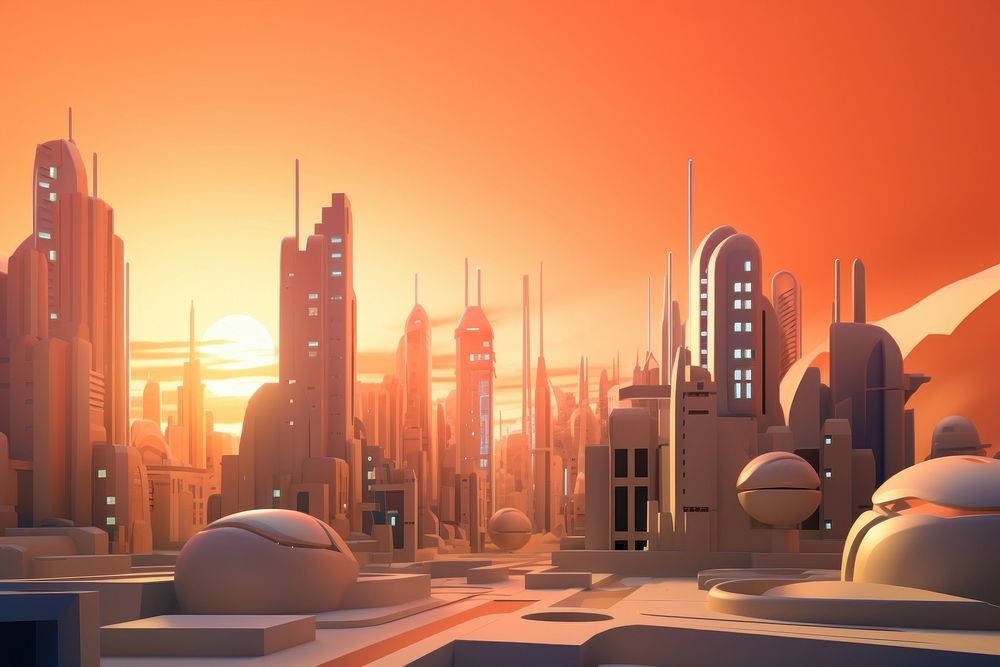 City landscape outdoors sunset. AI generated Image by rawpixel.