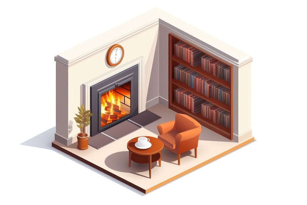 Fireplace architecture furniture building. AI generated Image by rawpixel.