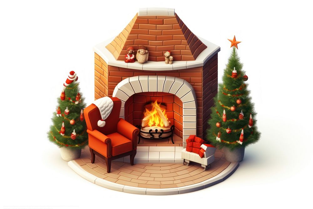 Fireplace furniture christmas hearth. AI generated Image by rawpixel.
