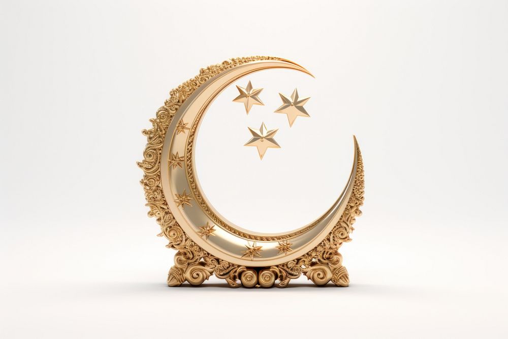 Gold crescent decoration astrology. AI generated Image by rawpixel.