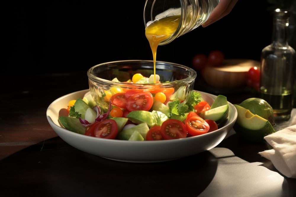Table food vegetable salad. AI generated Image by rawpixel.